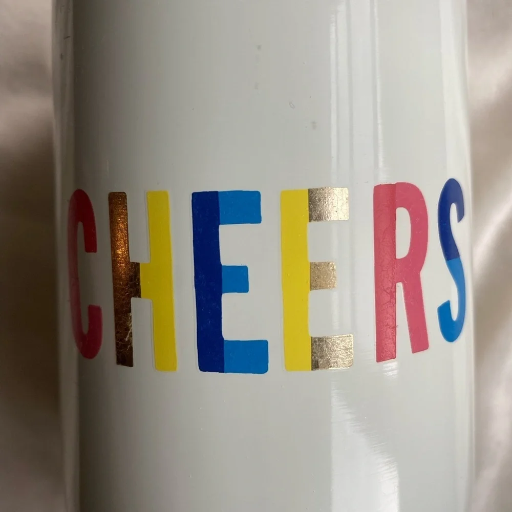 Kate Spade Insulated Tumbler Mug White Cheers Cup with Lid 12 oz